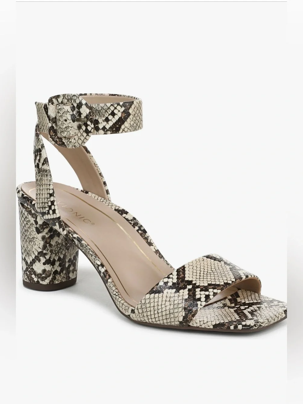 NEW in box - Vionic Snake-Print Block Heel Sandal with arch support